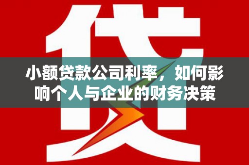 莒南小额贷款公司利率，如何影响个人与企业的财务决策