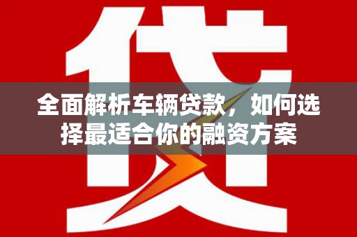 莒南全面解析车辆贷款，如何选择最适合你的融资方案